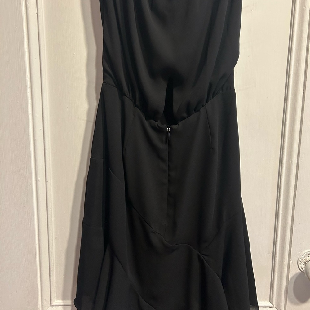 Black Strapless Ruffled Sheath Dress - Picture 3 of 5